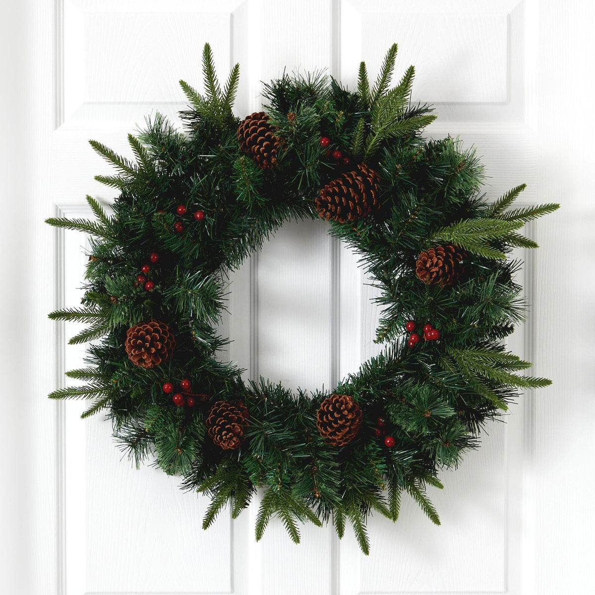 a wreath on a door