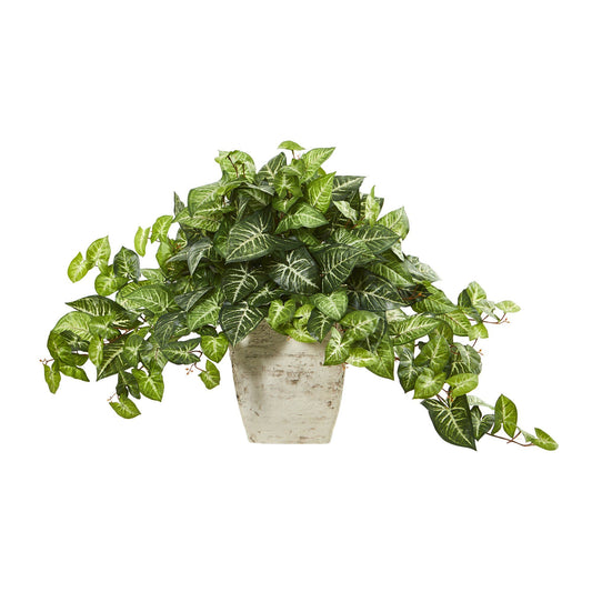 24” Nepthytis Artificial Plant in Country White Planter