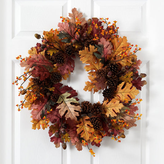 a wreath on a door
