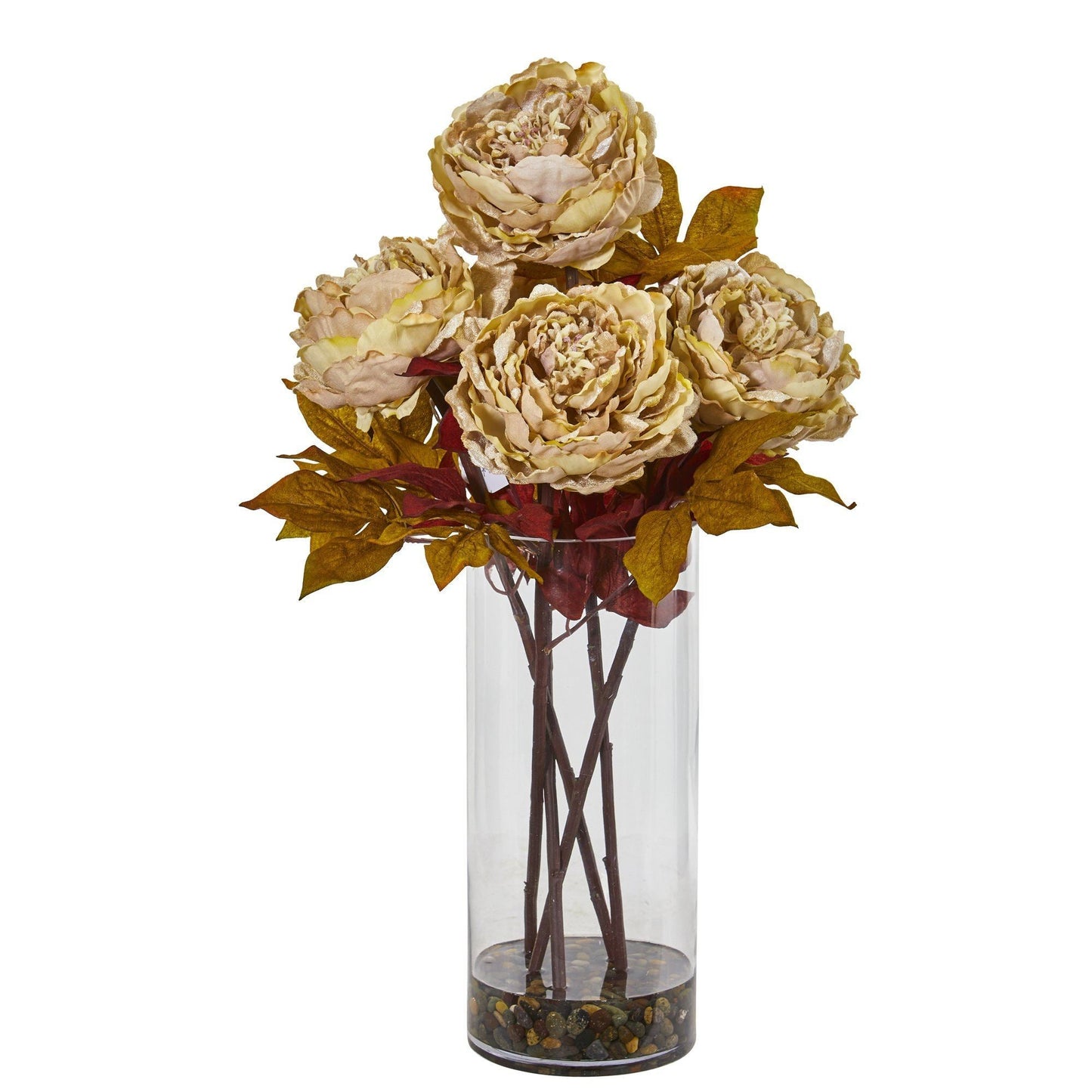 24” Peony Artificial Arrangement in Glass Vase
