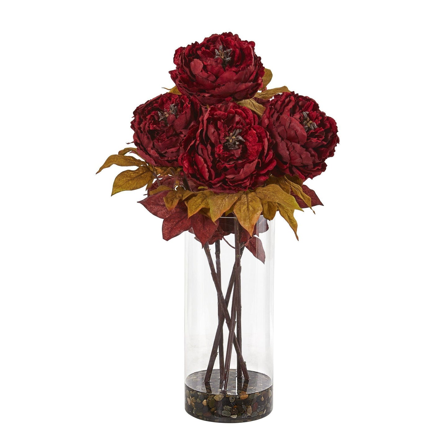 24” Peony Artificial Arrangement in Glass Vase