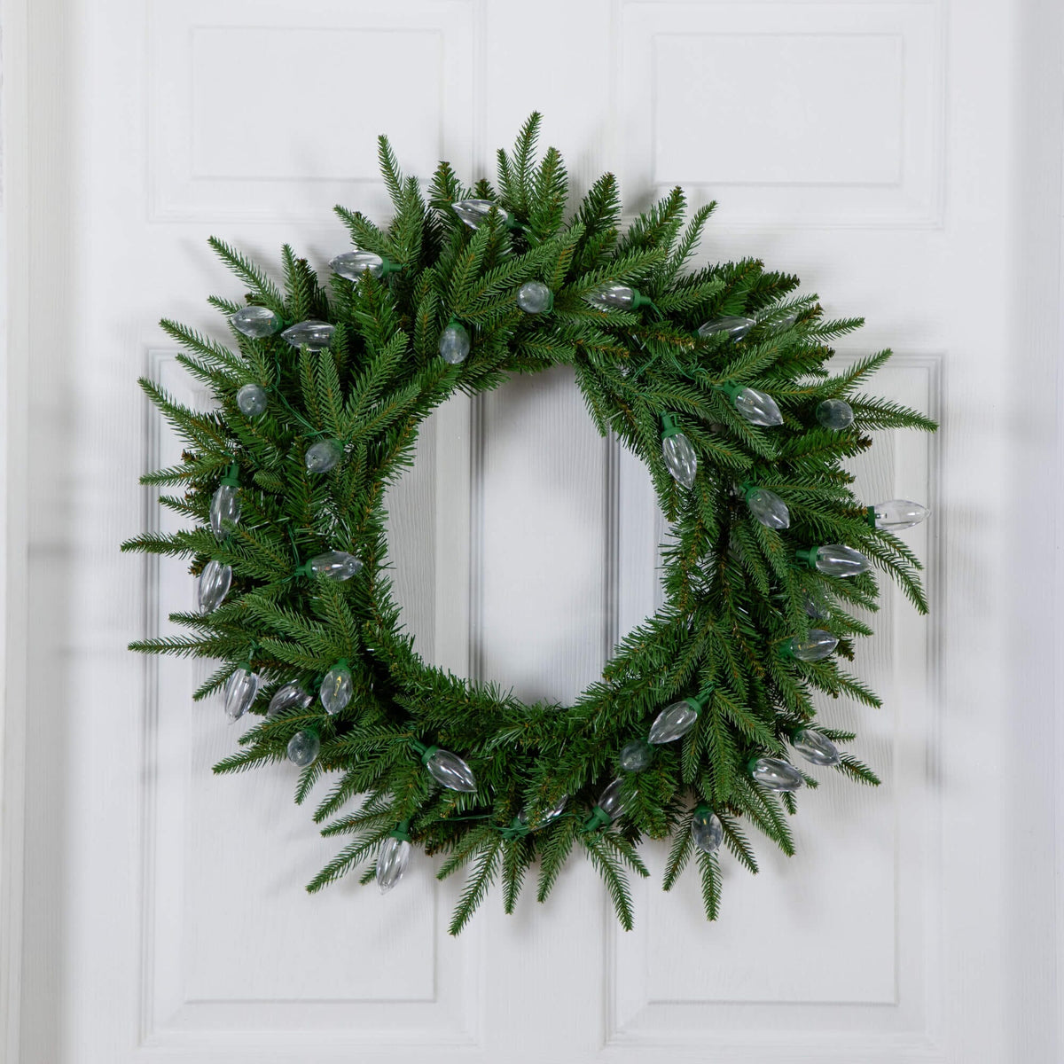a wreath on a door
