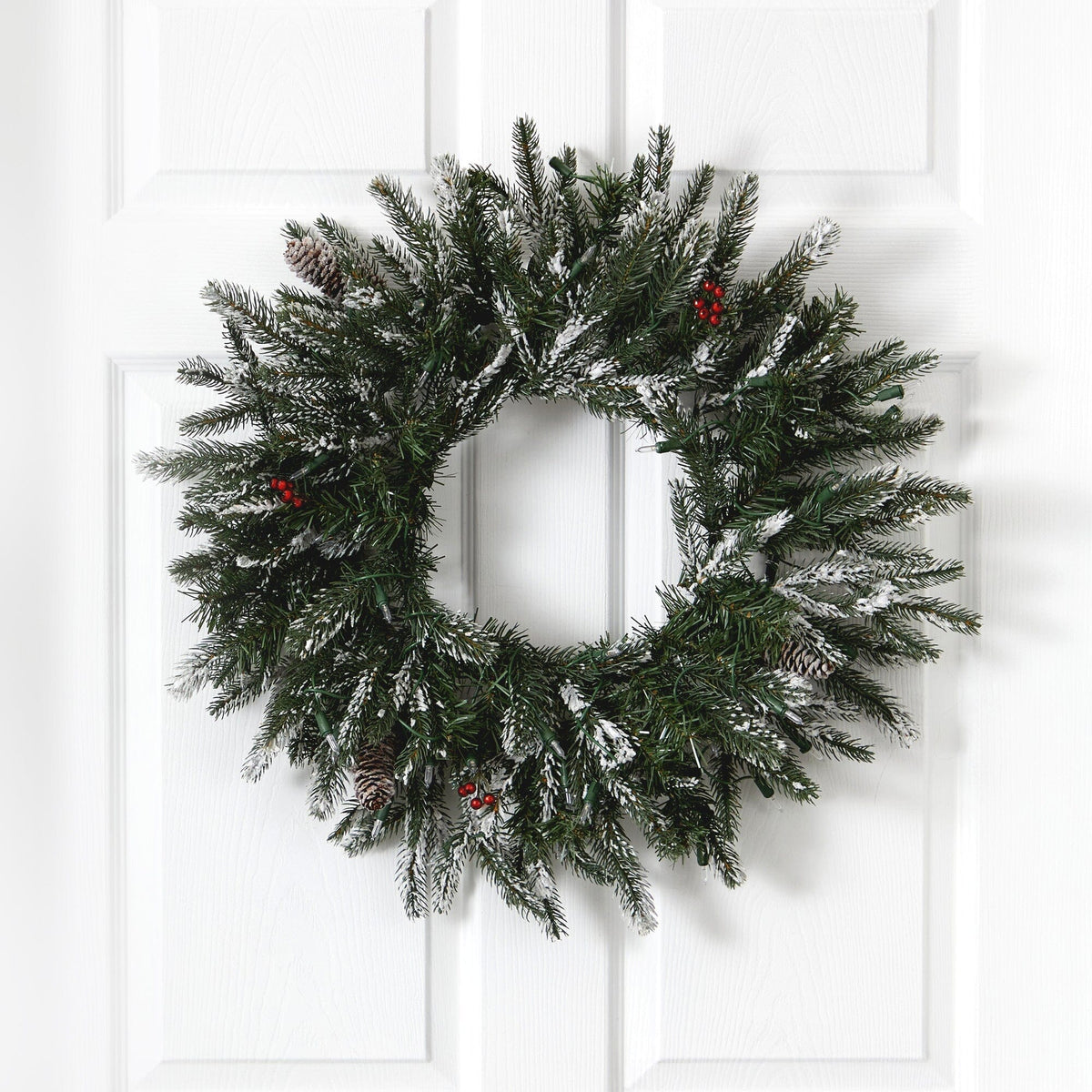 a wreath on a door
