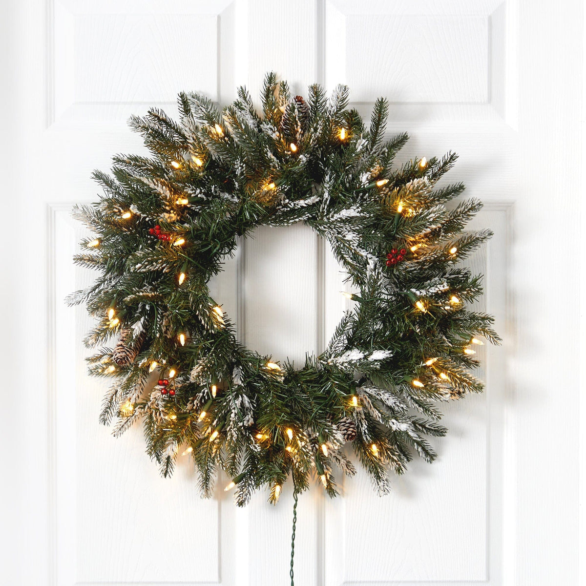 a wreath on a door