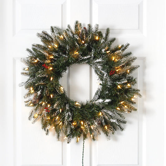 a wreath on a door