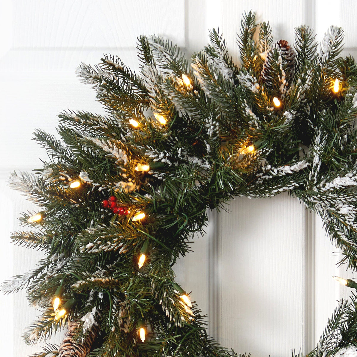 a wreath with lights on it