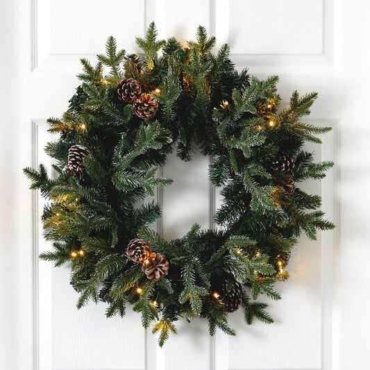 a wreath on a door