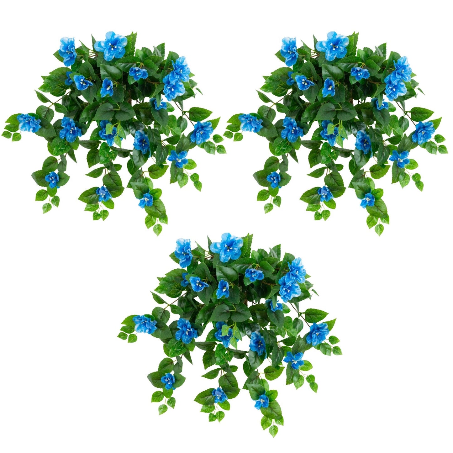 24" UV Resistant Artificial Azalea Hanging Plant (Indoor/Outdoor) - Set of 3