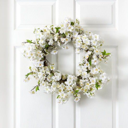 a wreath on a door