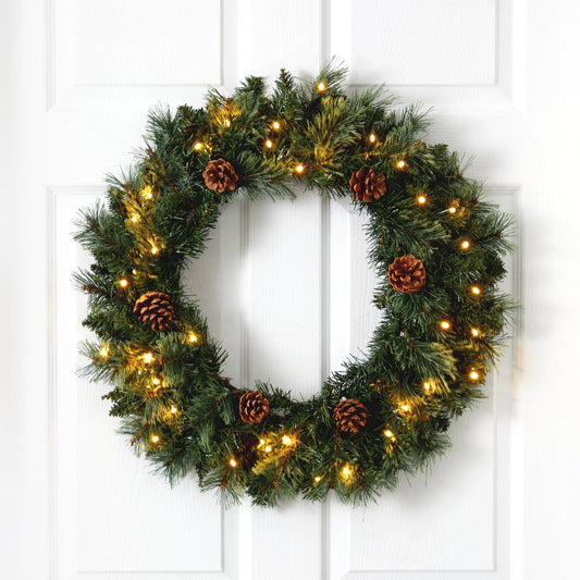 a wreath on a door