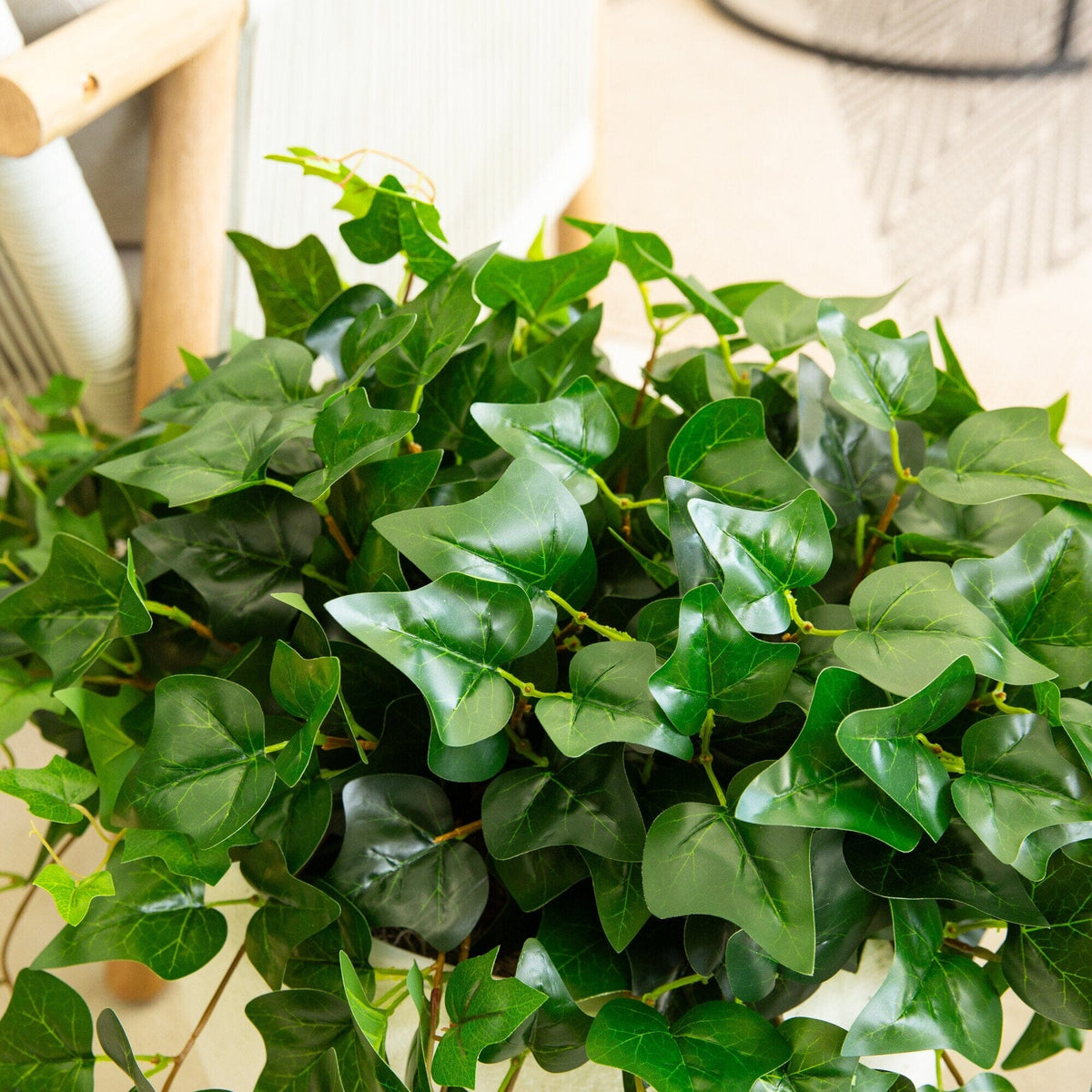 24" UV Resistant Artificial Puff Ivy Hanging Plant (Indoor/Outdoor) - Set of 3