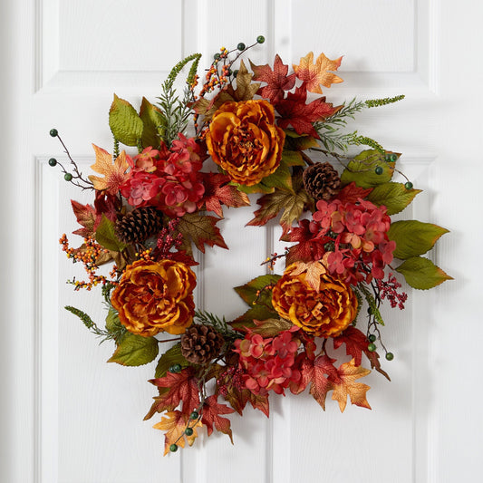 a wreath on a door