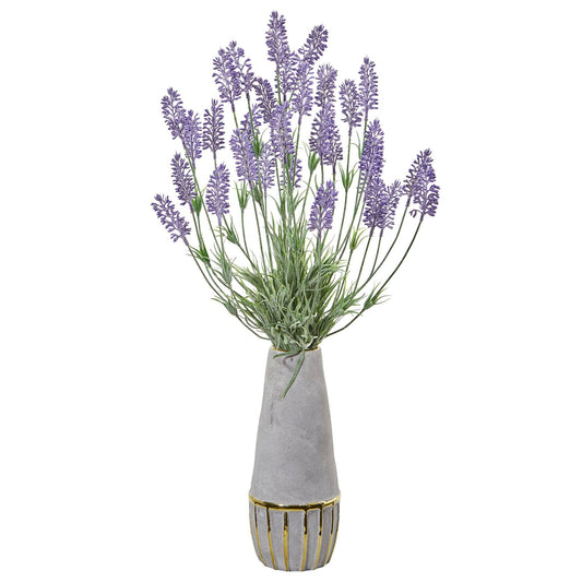 25” Lavender Artificial Plant in Vase with Gold Trimming
