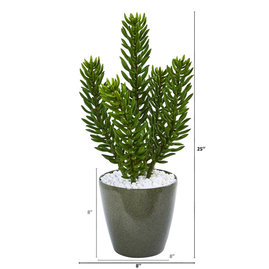 25” Succulent Artificial Plant in Green Planter