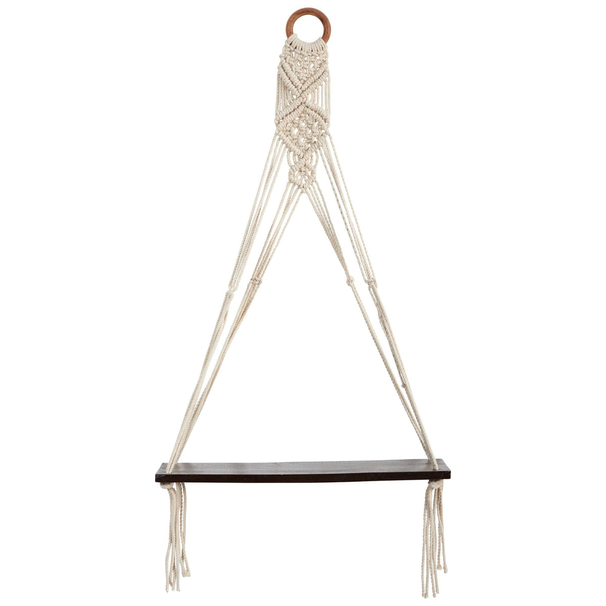 25” x 16” Macrame Wall Hanging with Wooden Shelf