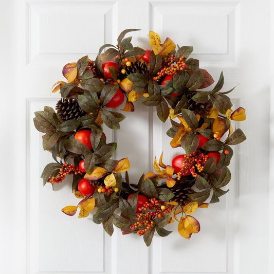 a wreath on a door