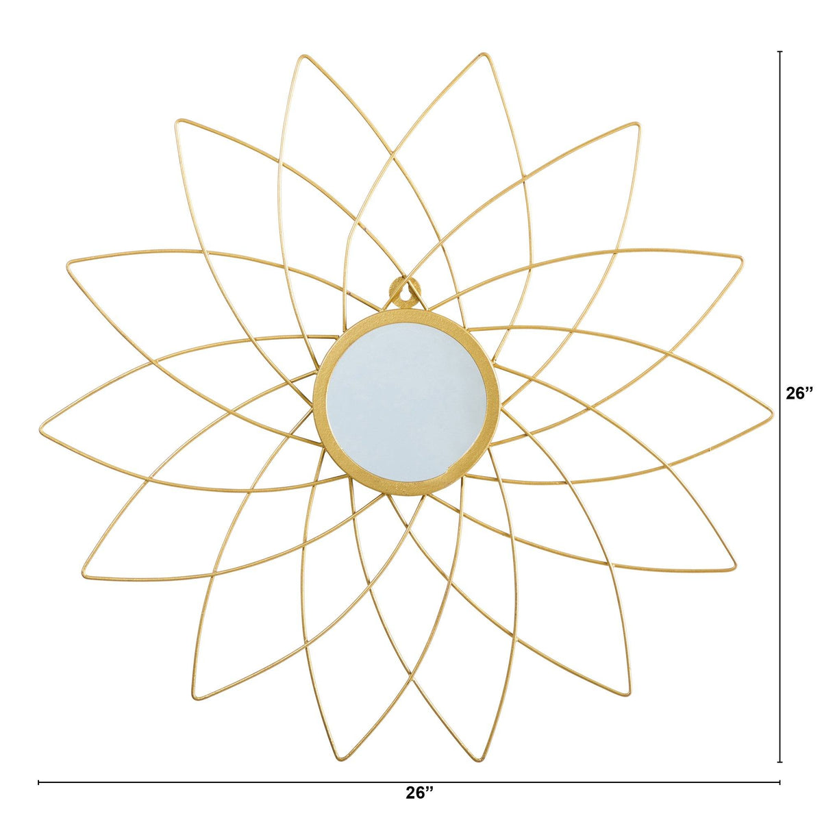 26” Gold Metal Flower Accent Wall Mirror