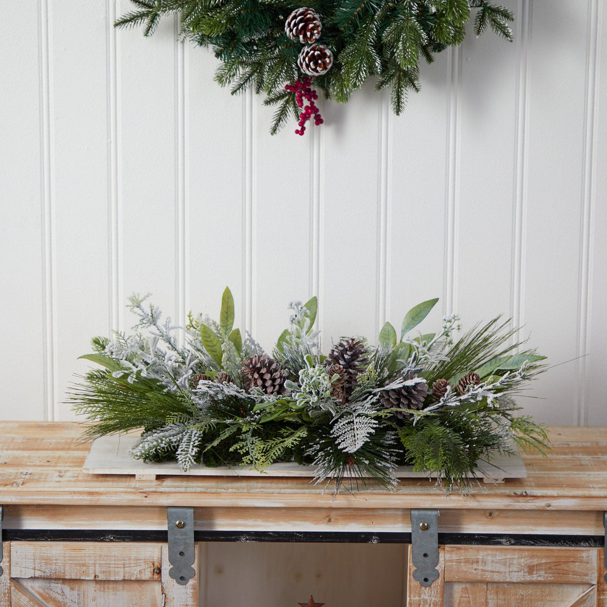 a wreath on a table