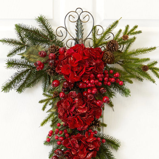 a christmas decoration on a door