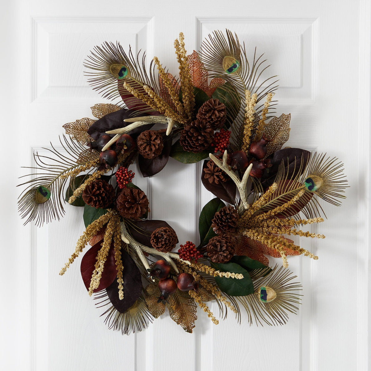 a wreath on a door