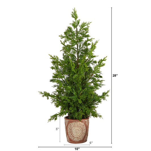 28” Cedar Pine “Natural Look” Artificial Tree in Decorative Planter