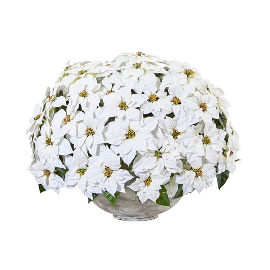 29” Giant Poinsettia Artificial Arrangement in Large Cement Bowl