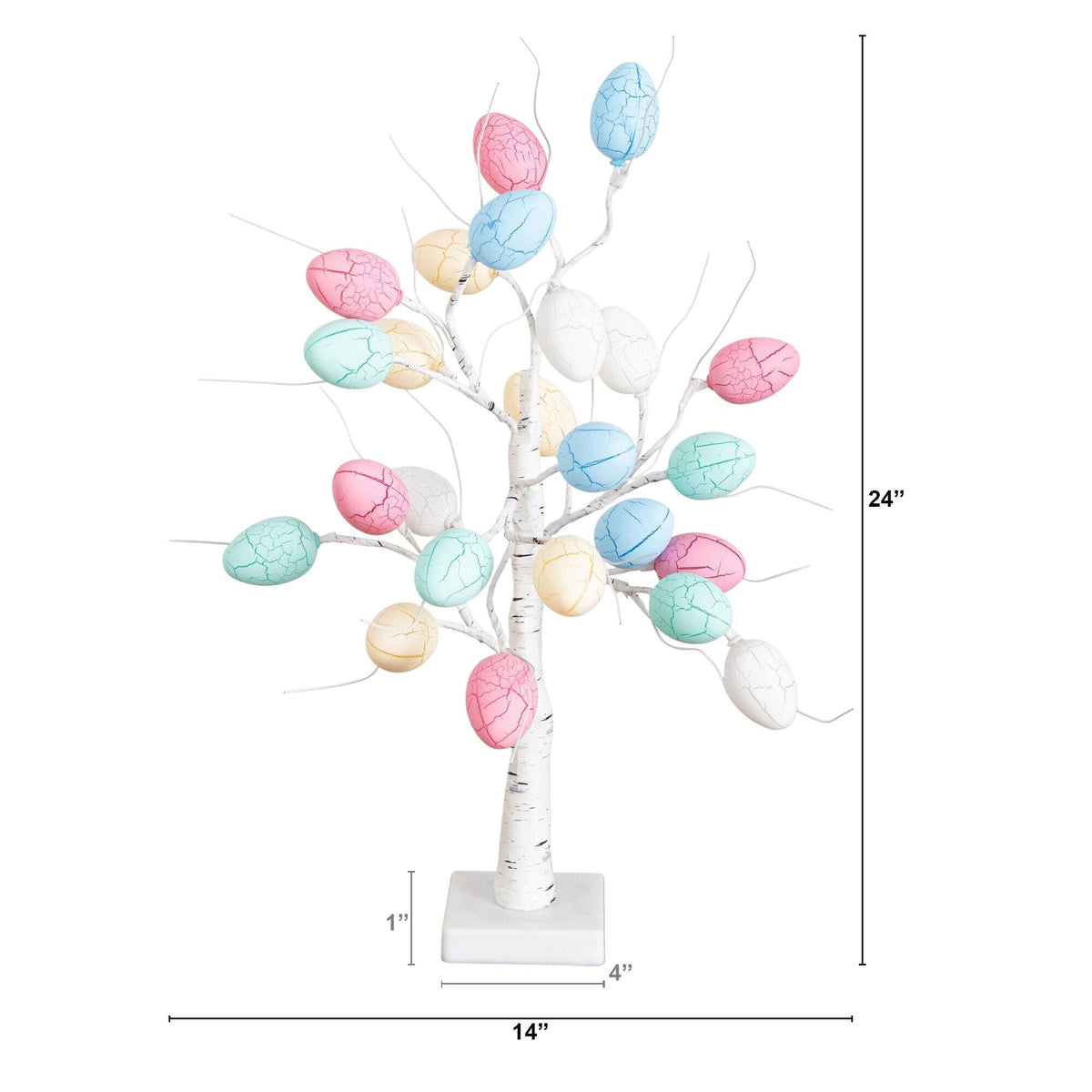 2' Pre-Lit Artificial Easter Egg Twig Tree with 24 LED Lights