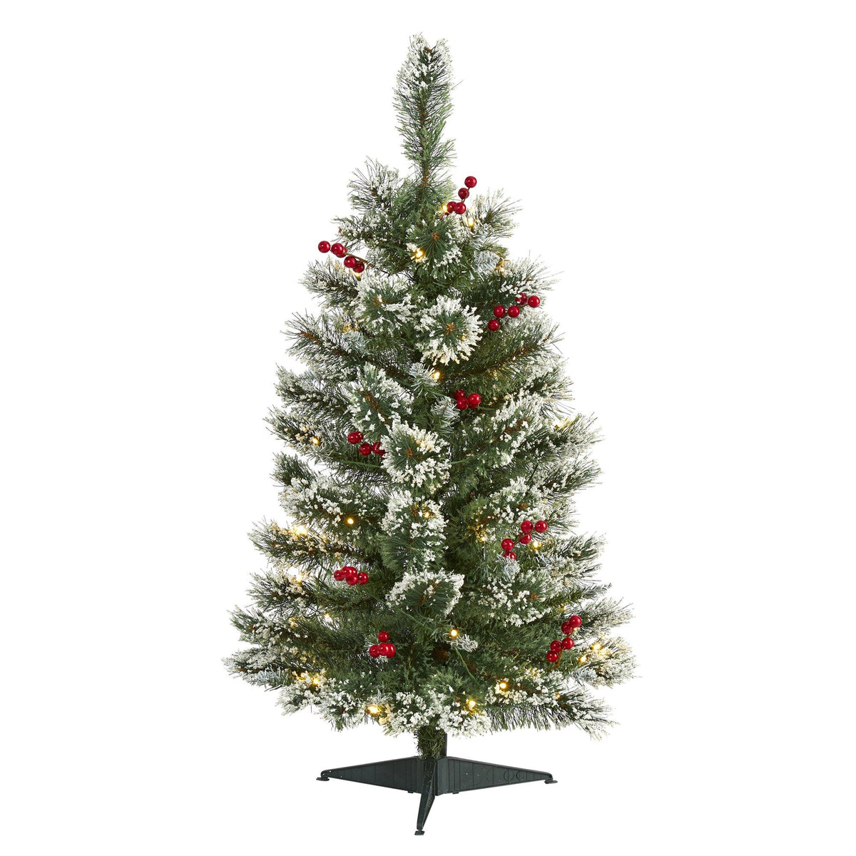 a christmas tree with lights and ornaments