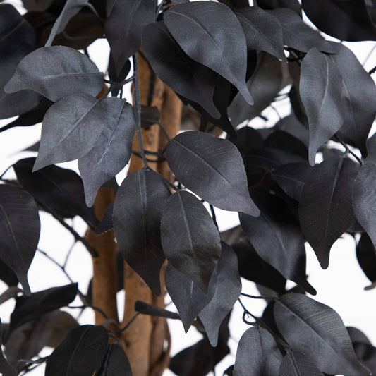 3' Artificial Halloween Black Ficus Tree with Natural Trunk