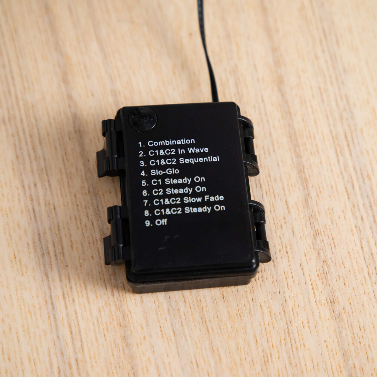 a black box with white text on it