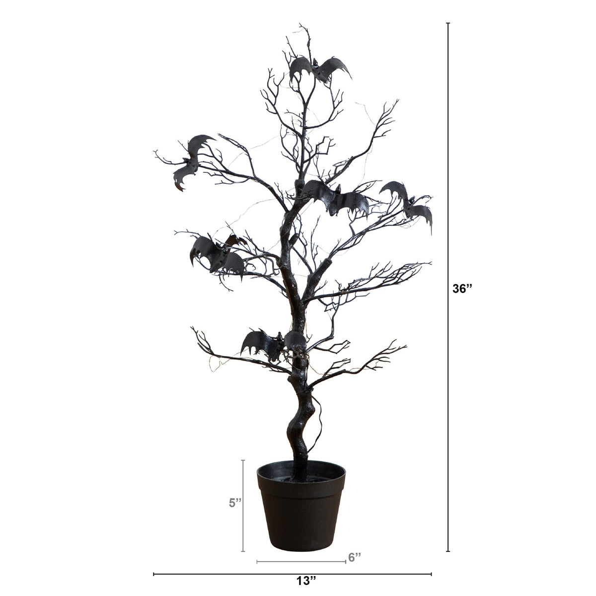 a tree with bats in a pot