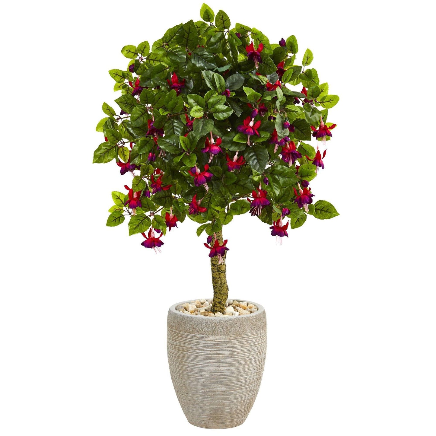 3’ Fuschia Artificial Tree in Sand Colored Oval Planter