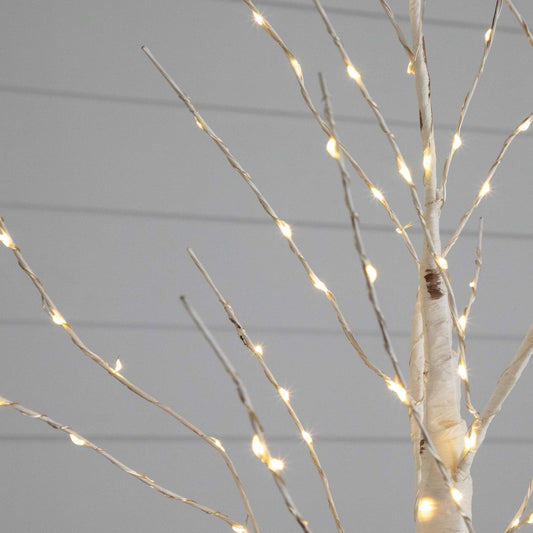 3’ Pre-Lit Artificial White Birch Tree with 120 Warm White LED Lights