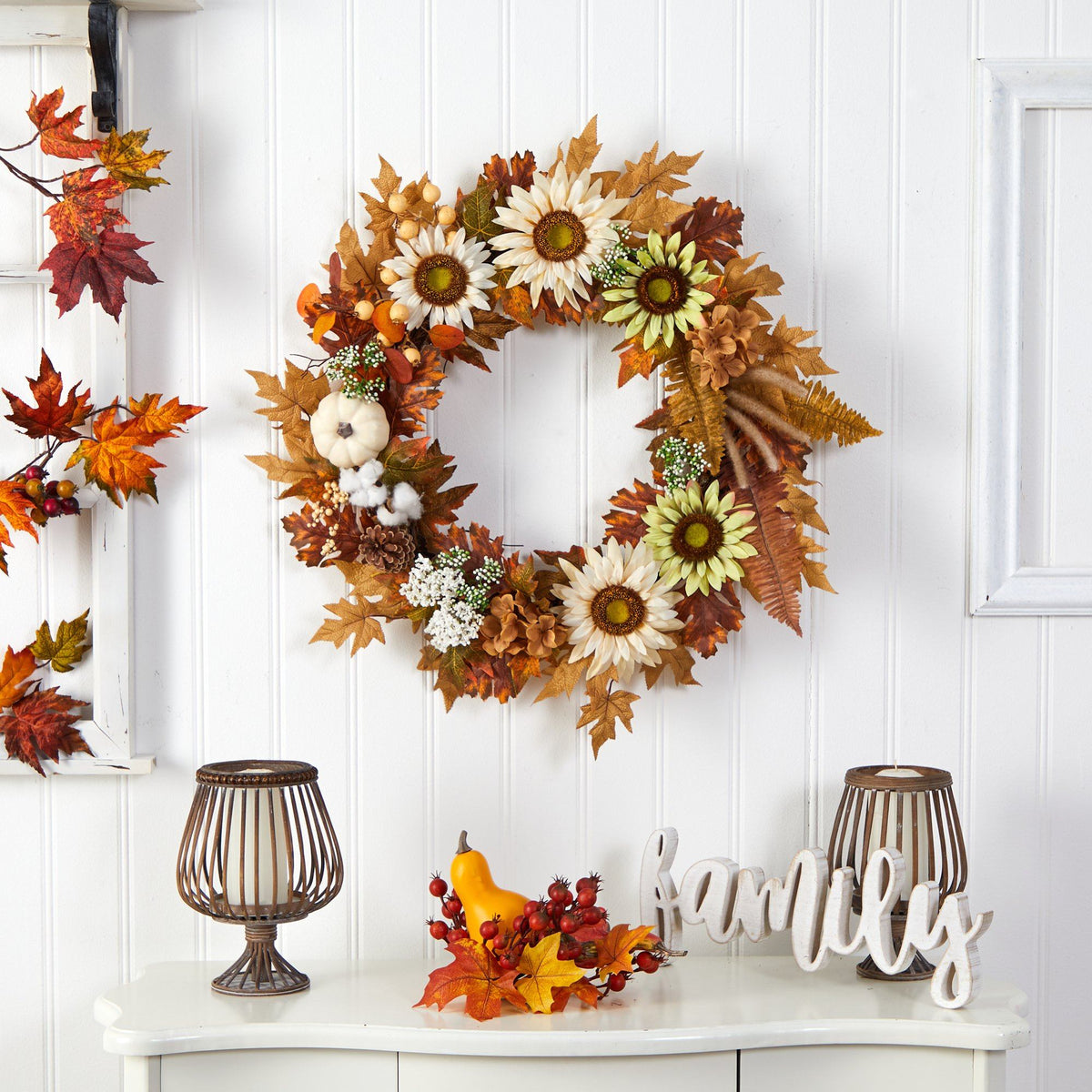 a wreath on a wall