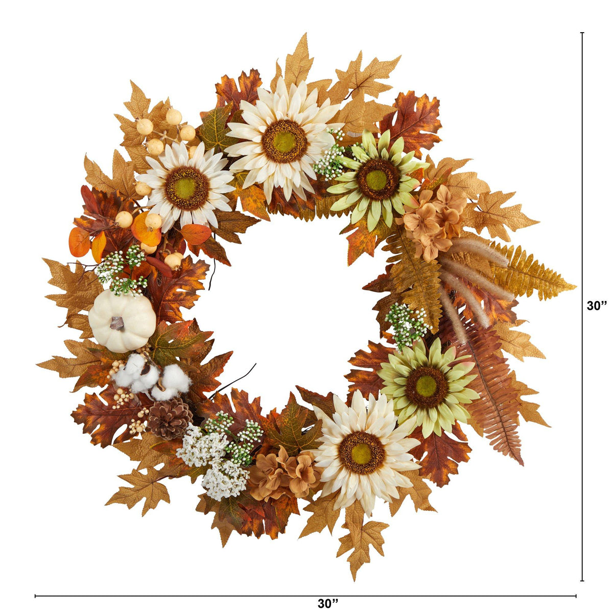 a wreath with flowers and leaves