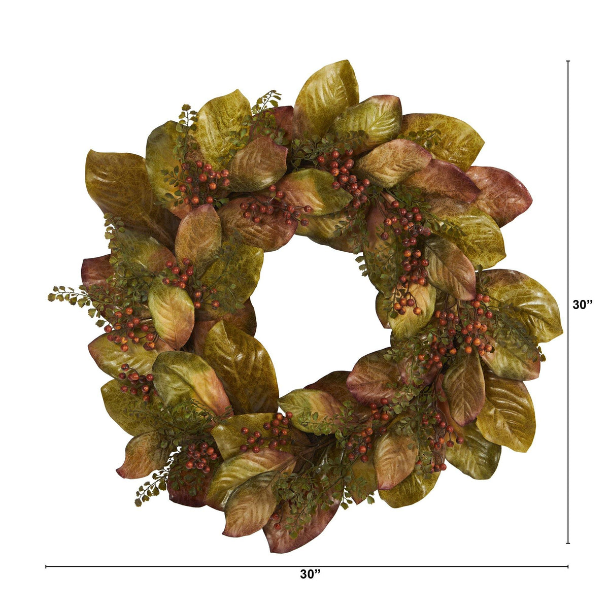 a wreath with leaves and berries