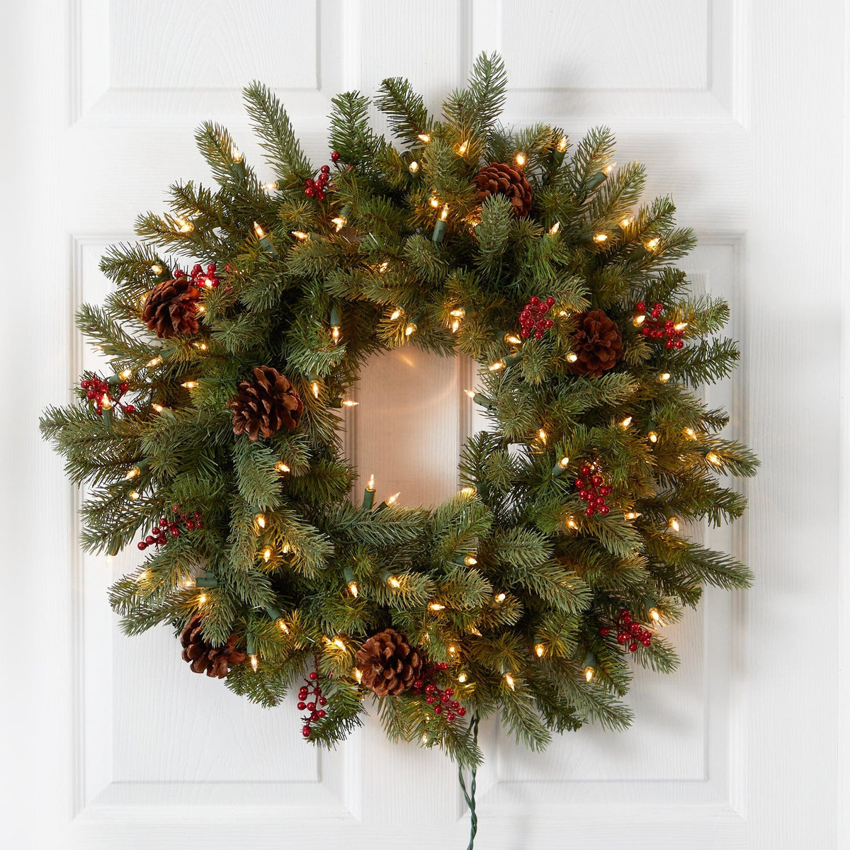 a wreath on a door