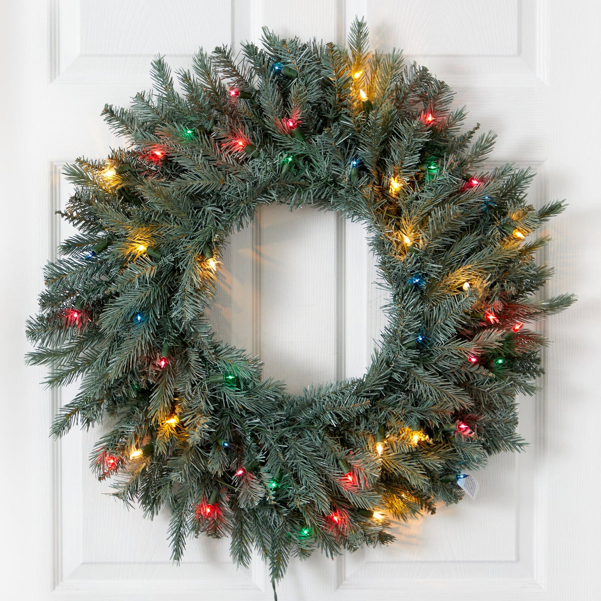 a wreath on a door