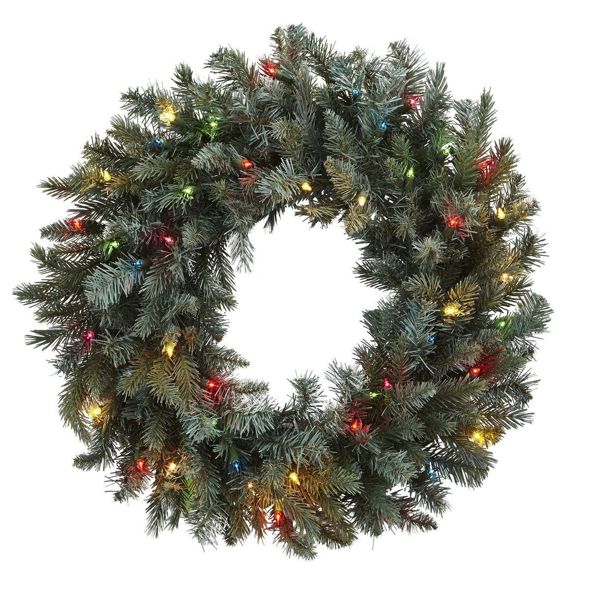 a wreath with lights on it