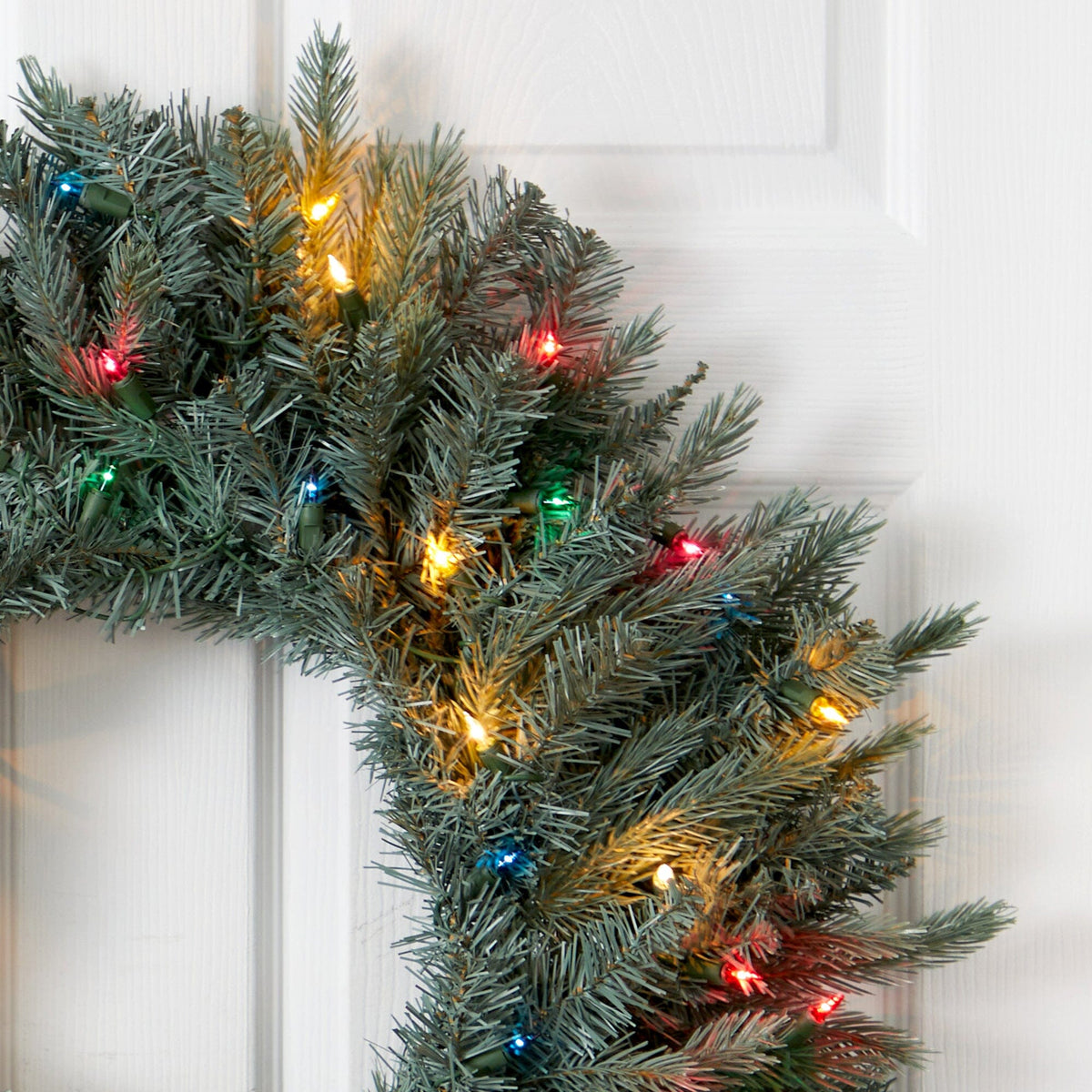a wreath with lights on it