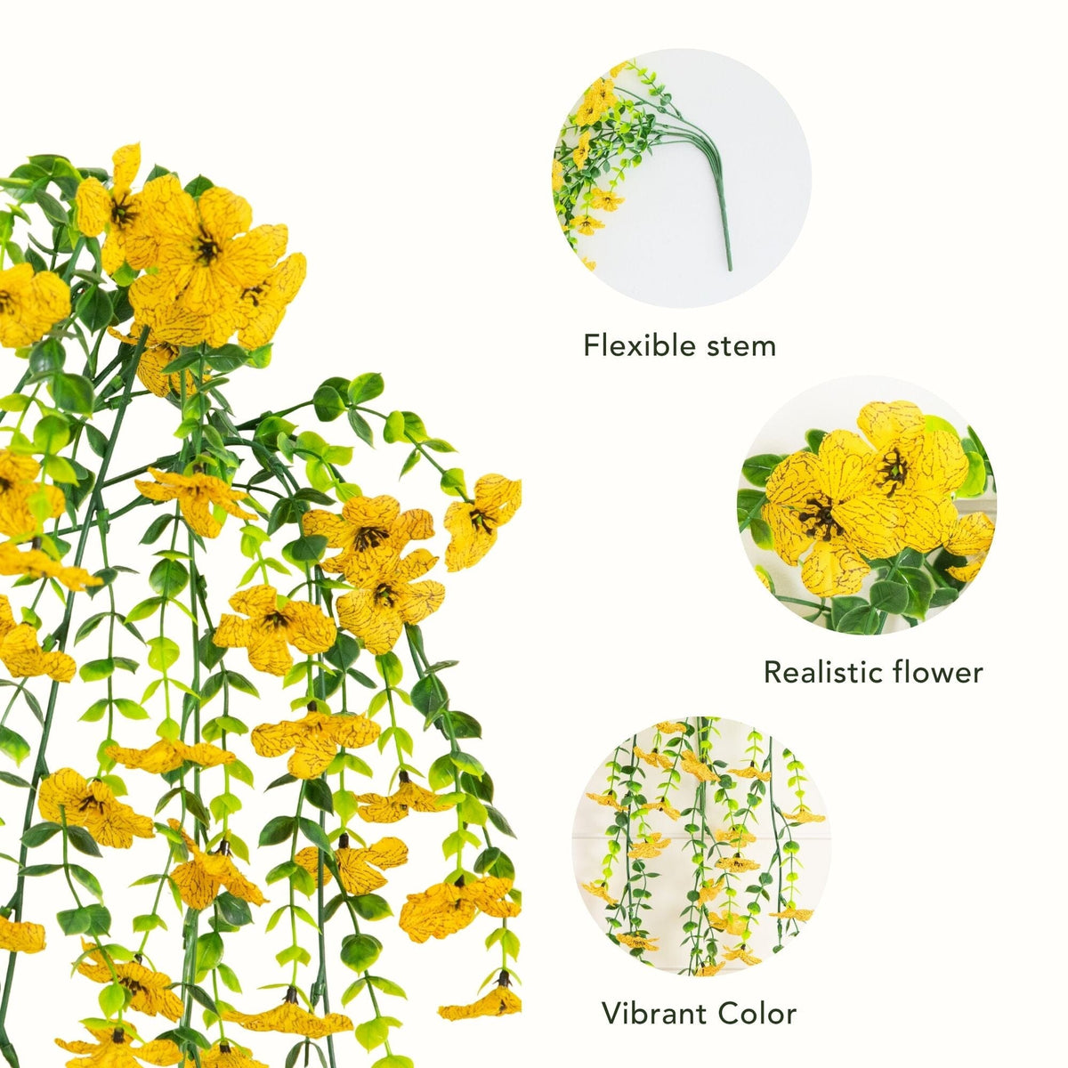 30" UV Resistant Artificial Daisy Hanging Plant (Indoor/Outdoor) - Set of 6