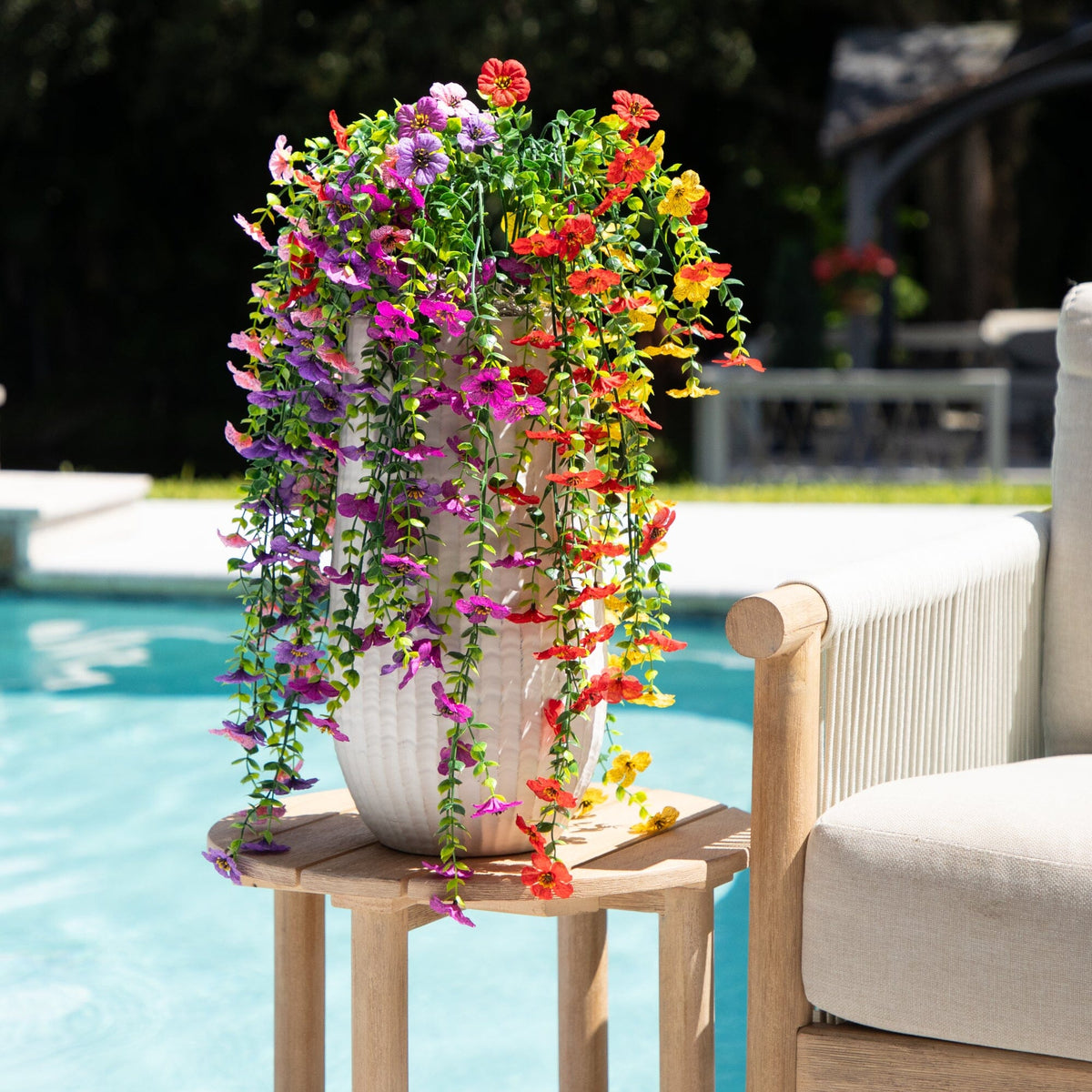 30" UV Resistant Artificial Daisy Hanging Plant (Indoor/Outdoor) - Set of 6