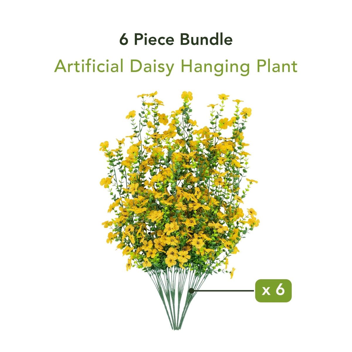 30" UV Resistant Artificial Daisy Hanging Plant (Indoor/Outdoor) - Set of 6