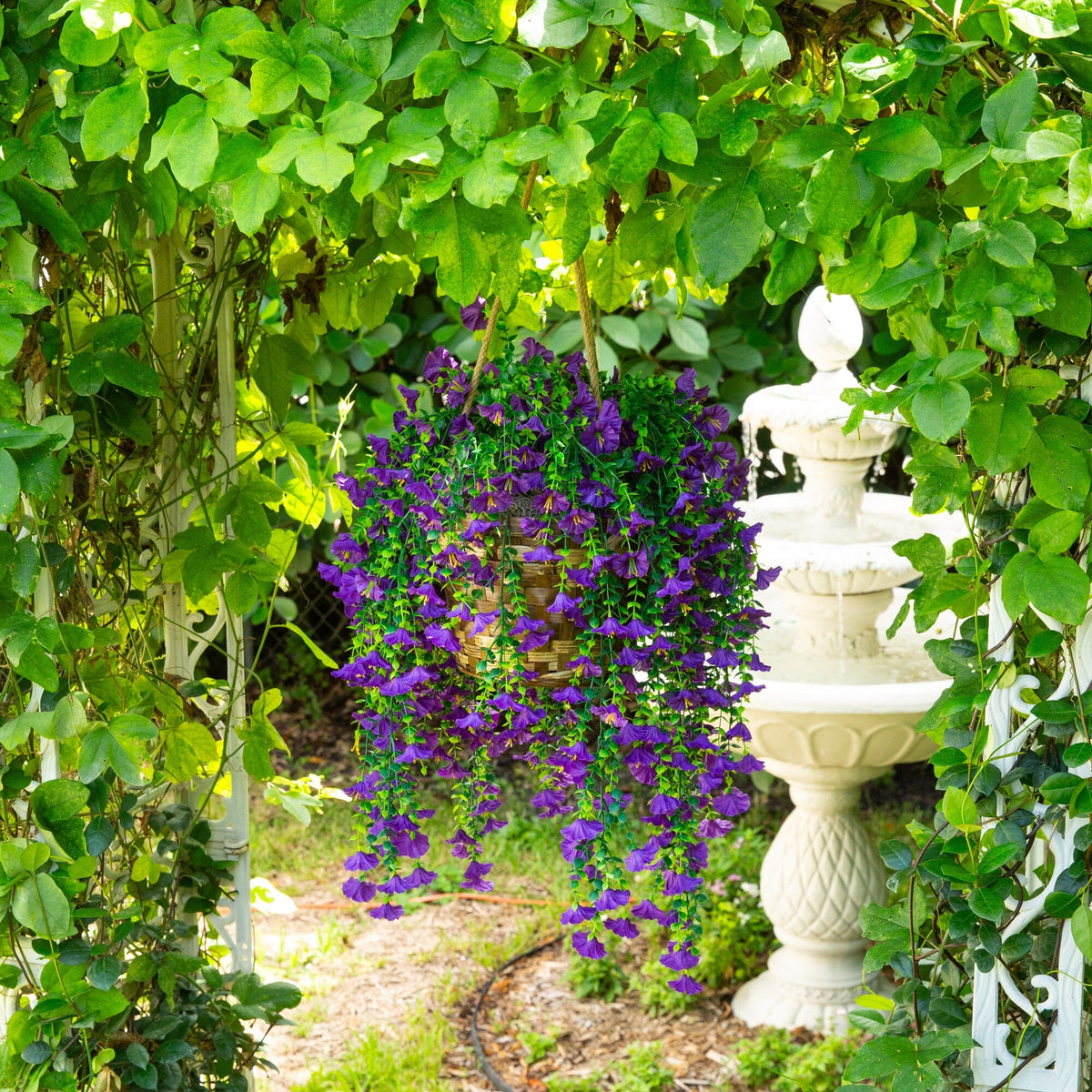 30" UV Resistant Artificial Morning Glory Hanging Plant (Indoor/Outdoor) - Set of 6