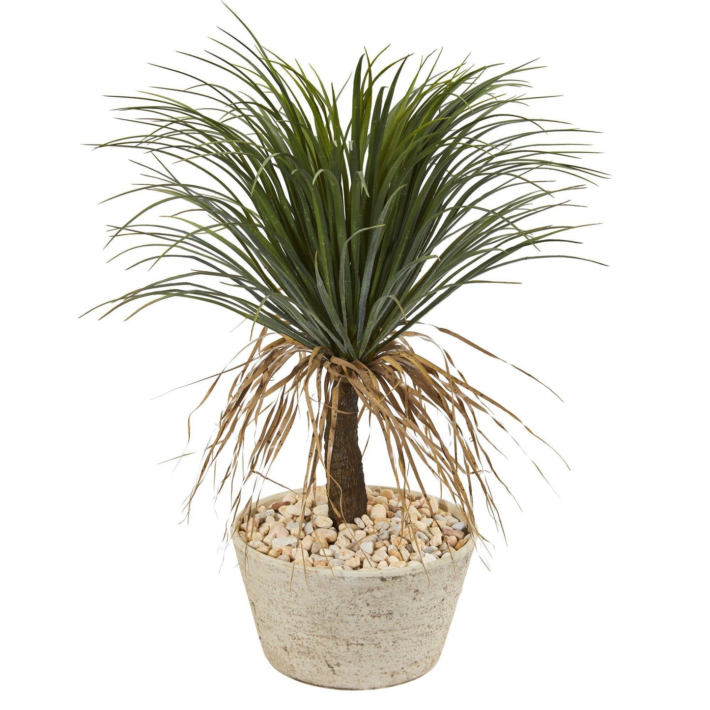 32” Pony Tail Palm Artificial Plant in White Planter