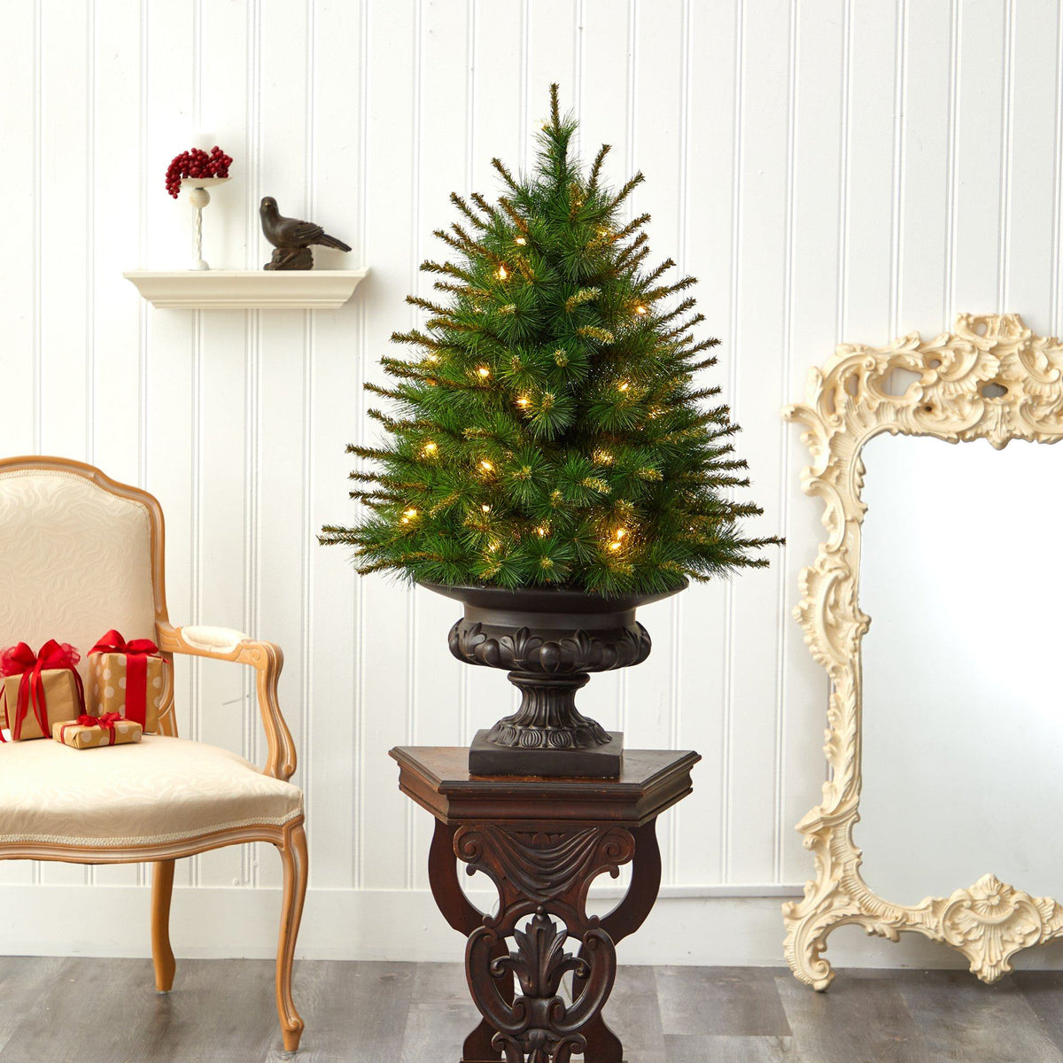 a christmas tree in a vase