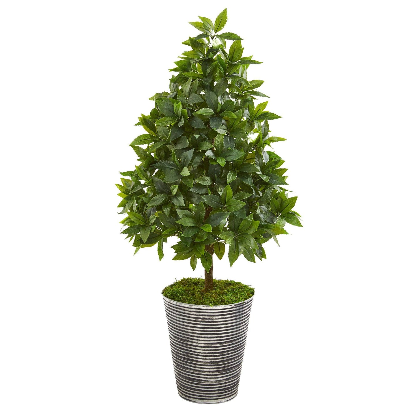 35” Sweet Bay Cone Topiary Artificial Tree in Tin Planter