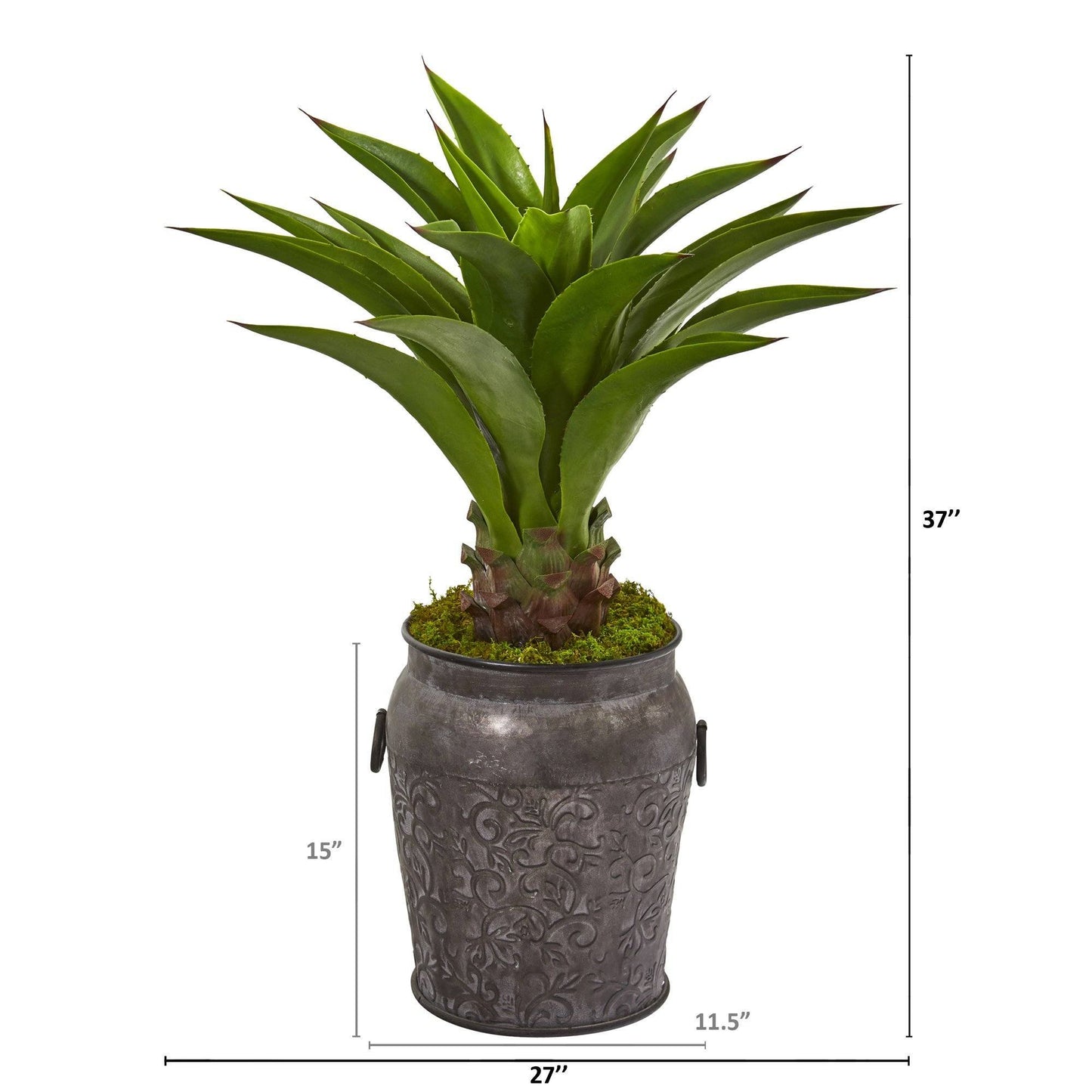 37” Agave Artificial Plant in Metal Planter