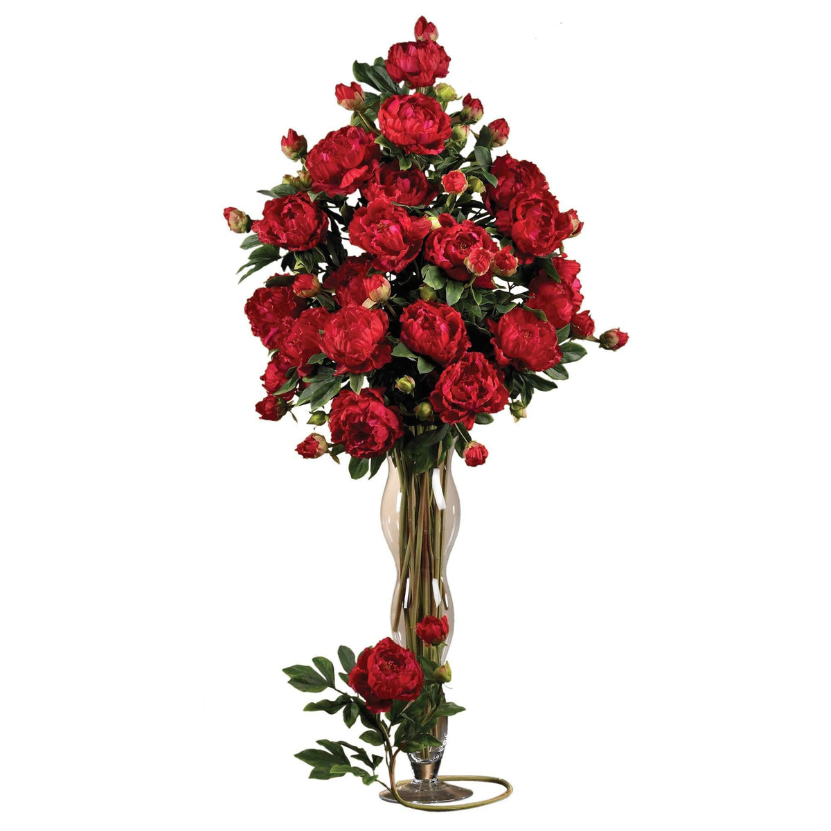 a vase of red flowers