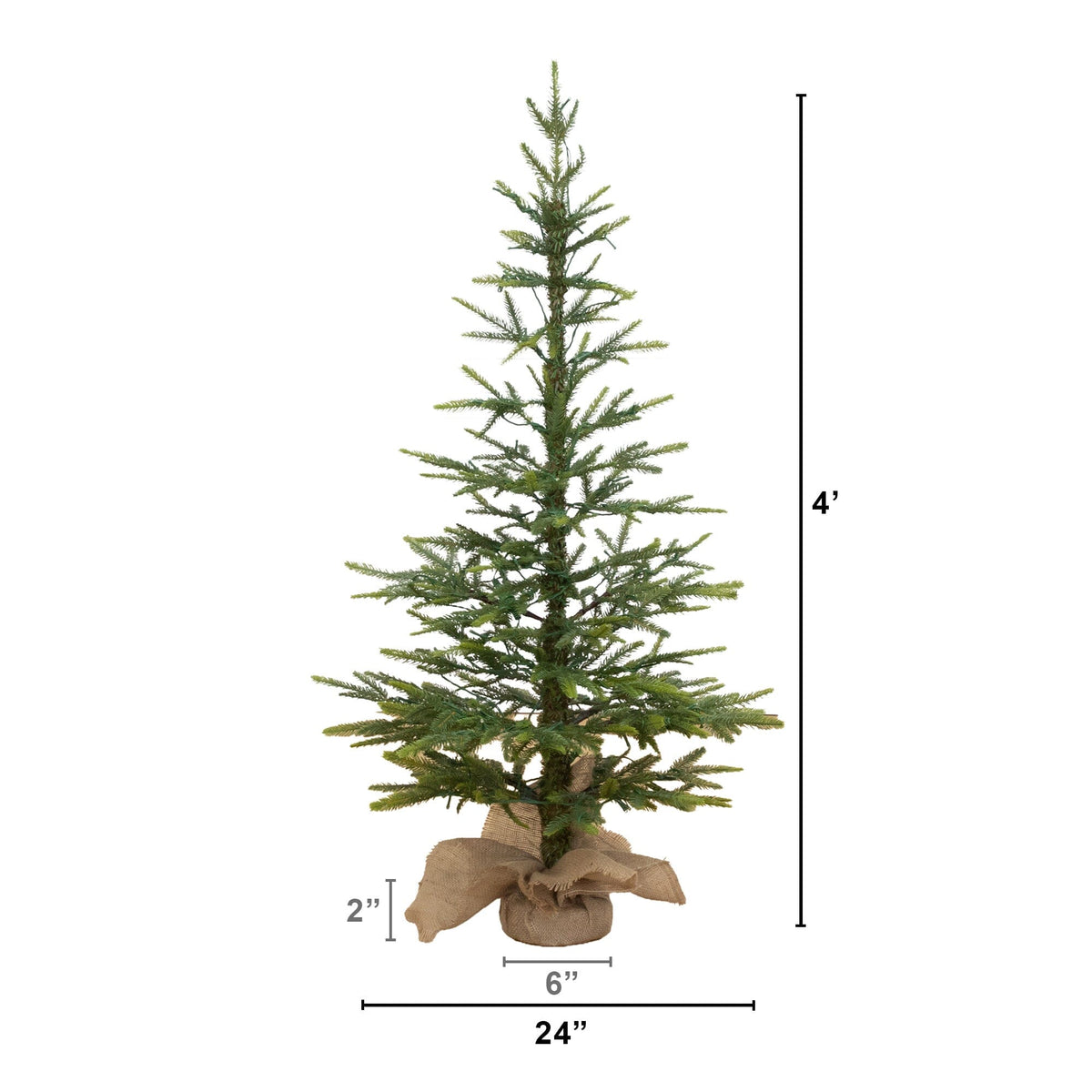 a small christmas tree with a burlap bow